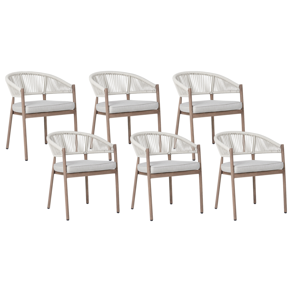 Set of 6 Garden Chairs with Cushions FLAVIA Metal White