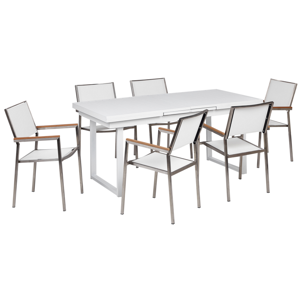 Garden Dining Set 6 Seater VALCANETTO/GROSSETO Metal White