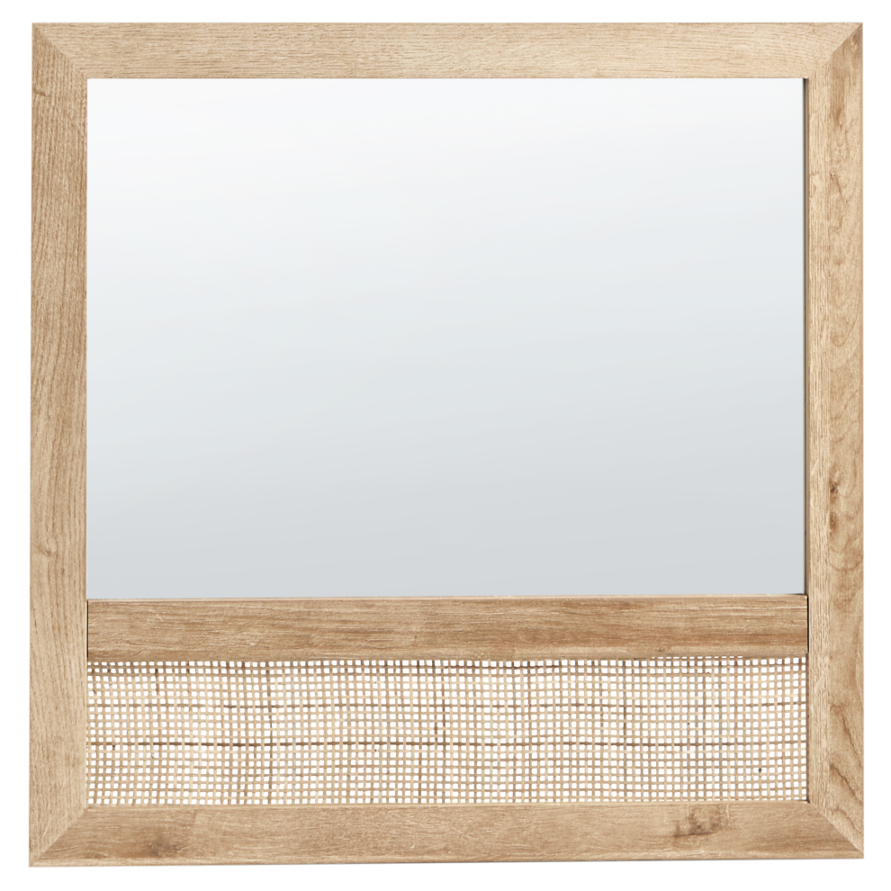 Wall Mirror ROSELL 60 cm 60 cm Engineered Wood Light Brown