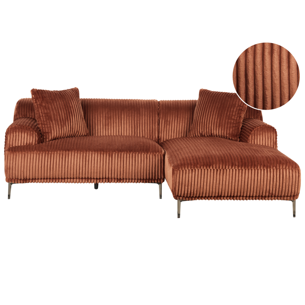 Corner Sofa STENUM Corduroy Brown Left Hand