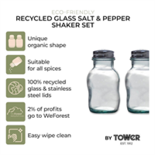 Tower Tower Natural Life Salt And Pepper Shaker Set - Clear 2