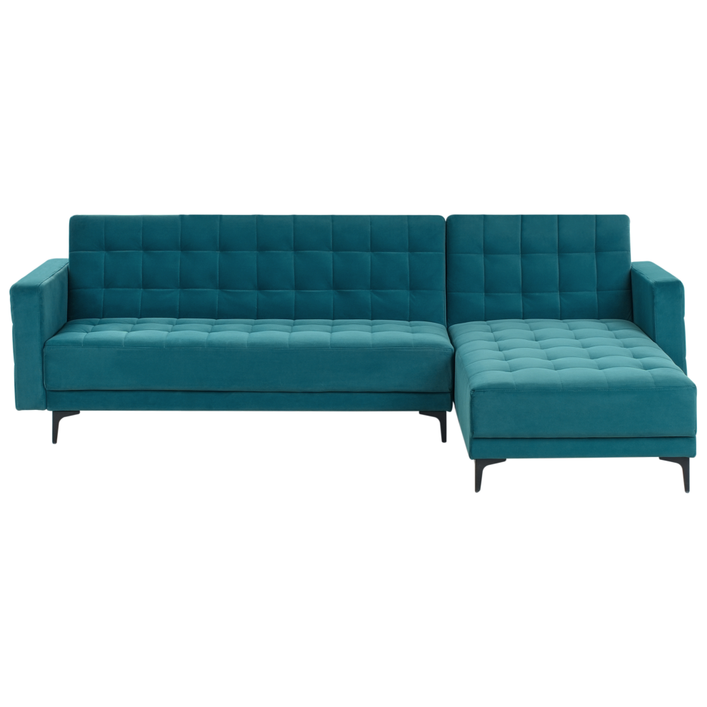 Modular Corner Sofa Bed 4 Seater ABERDEEN Velvet Sea Blue Left Hand