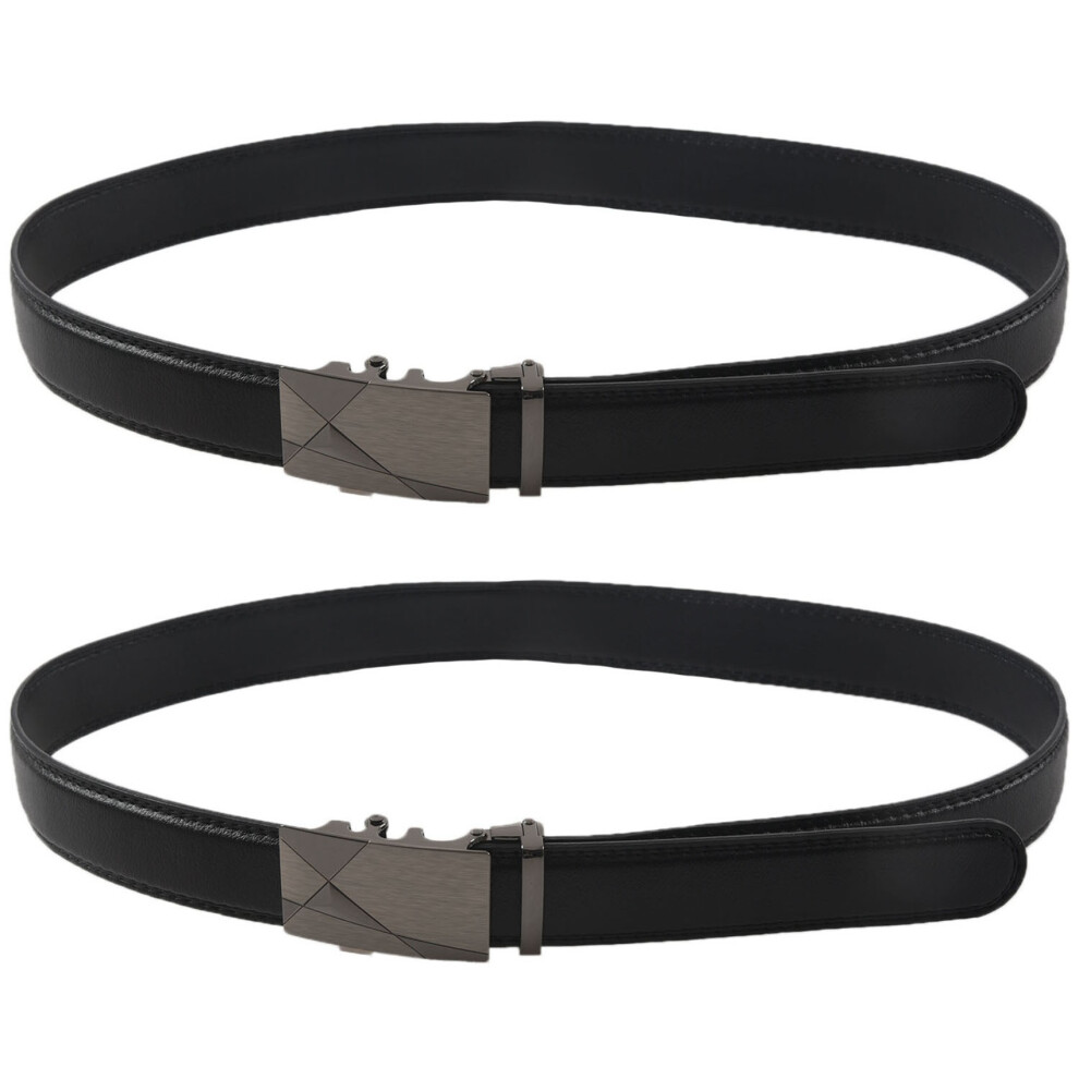 Cintura Da Uomo Casual Con Cinturino Automatico In Pelle Nera Di Lusso-image