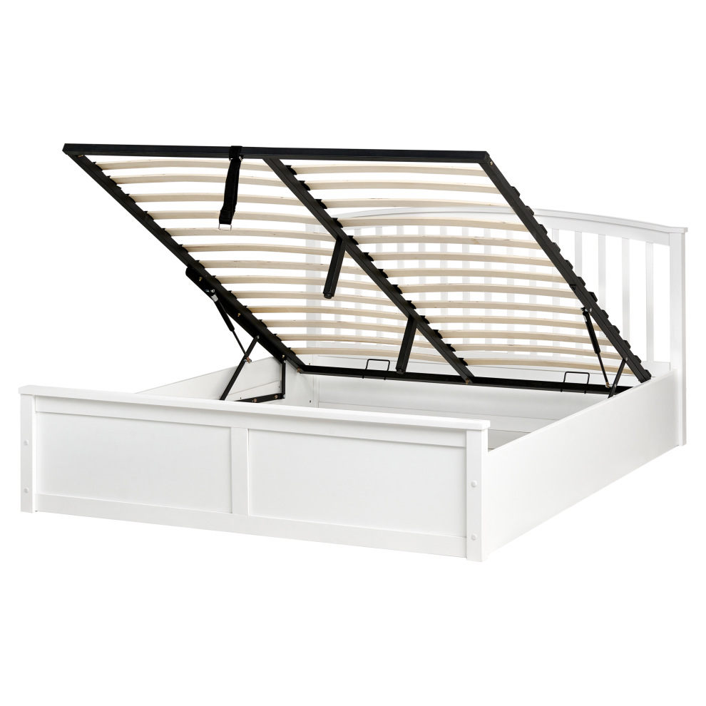 Ottoman Bed Pine Wood CLARBEC 160 x 200 cm (EU King Size) White