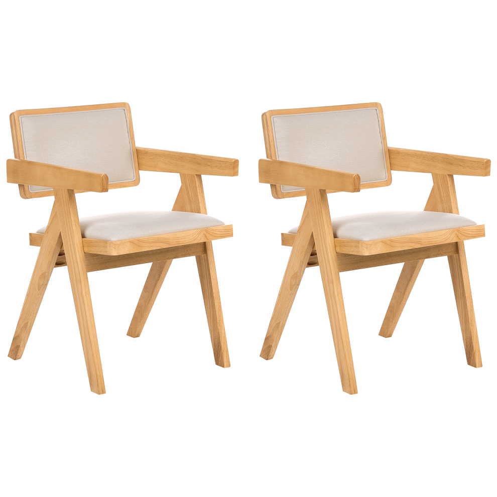 Set of 2 Dining Chairs CARMODY Wood Light Brown