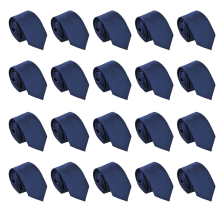 Cravatta sottile in poliestere blu scuro tinta unita per uomo