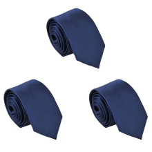Cravatta sottile in poliestere blu scuro tinta unita per uomo