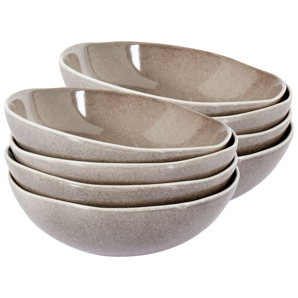 Set of 8 Deep Plates COSTMARY Stoneware Grey