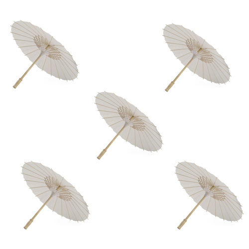 Ombrellone da spiaggia in carta da 5 pezzi, 60 cm, bianco 1