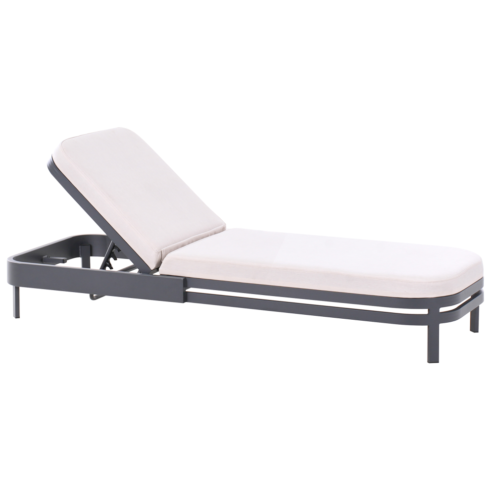 Sun Lounger with Cushion NETTUNO Metal Light Beige