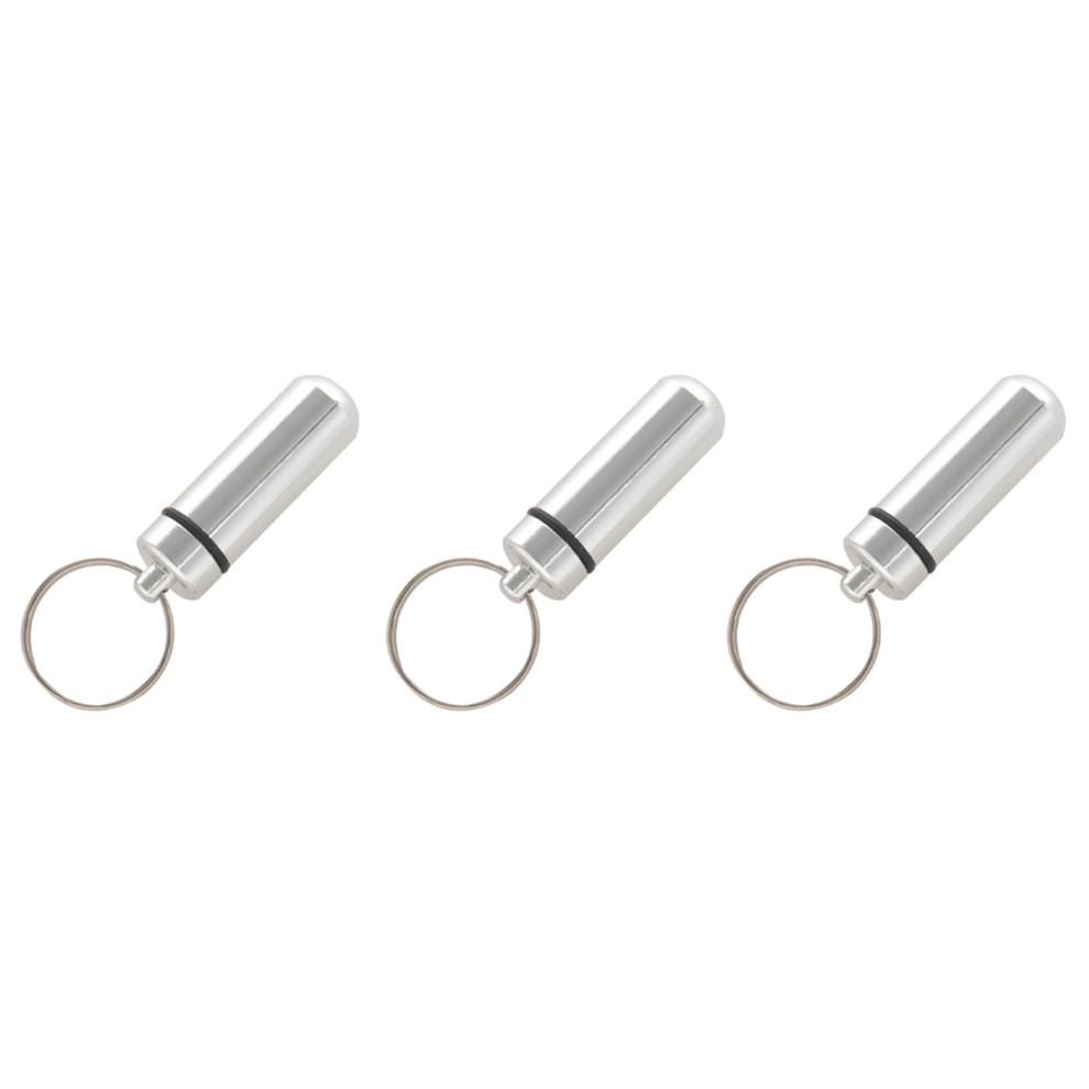 Silver Pill Medicine Box Case Holder Container Capsule Bottle Keyring