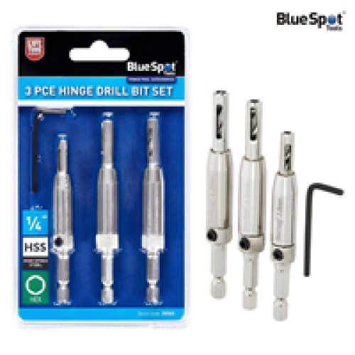 BlueSpot Blue Spot Tools Hinge Drill Bit Set 3 Pieces - Silver
