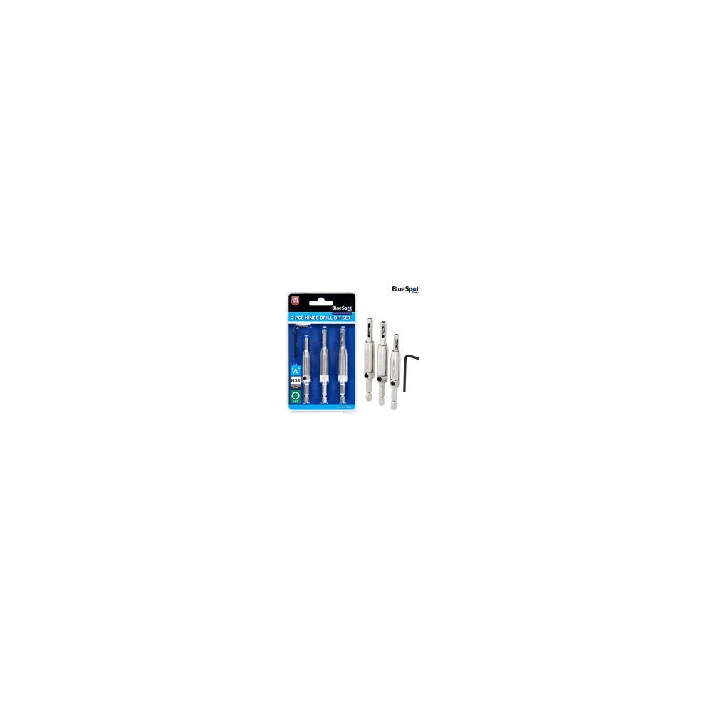 Spot Spot Tools Hinge Drill Bit Set 3 Pieces - Blue/Silver
