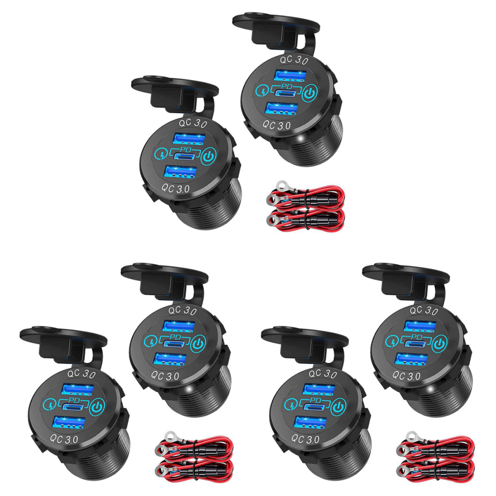 Qc 3.0 Pd3.0 Triple Usb Car Charger With Switch For Boat, Truck 4712071155218