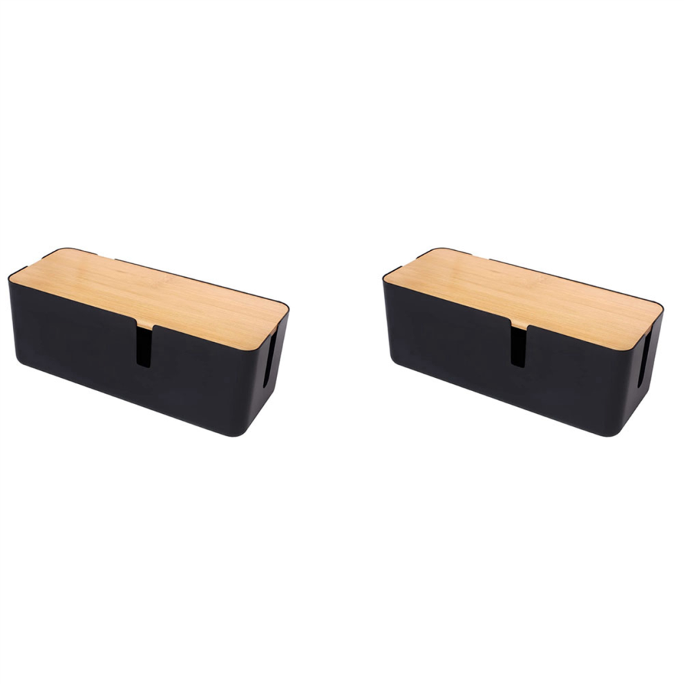 Cable Management Box With Bamboo Lid For Extension Cord (Black) 4712071156666