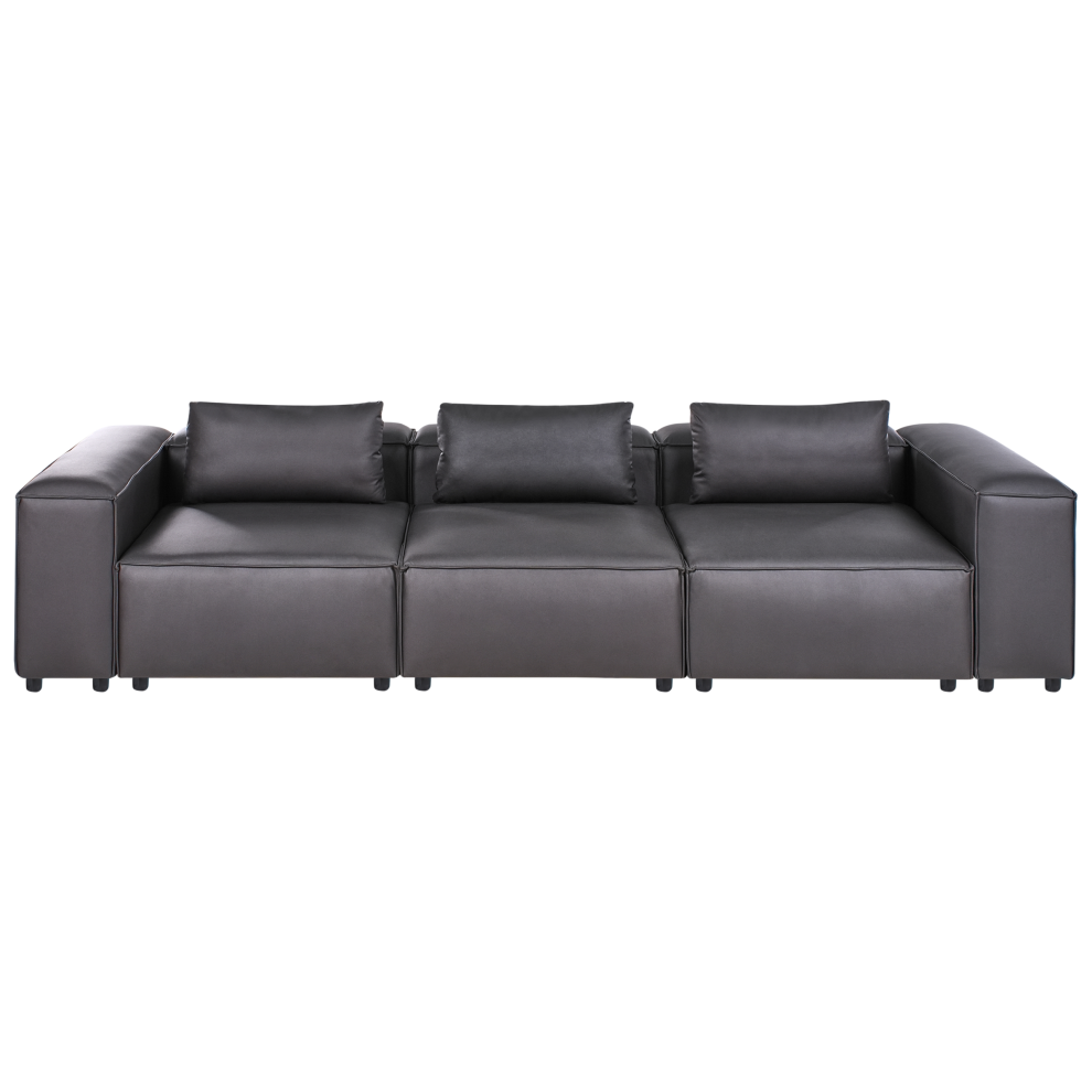 Modular Sofa 3 Seater BRANDE Faux Leather Black
