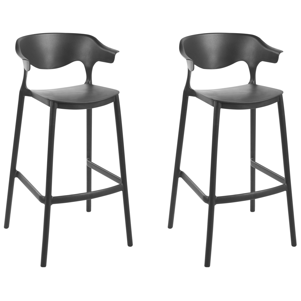 Set of 2 Garden Bar Chairs GUBBIO Black