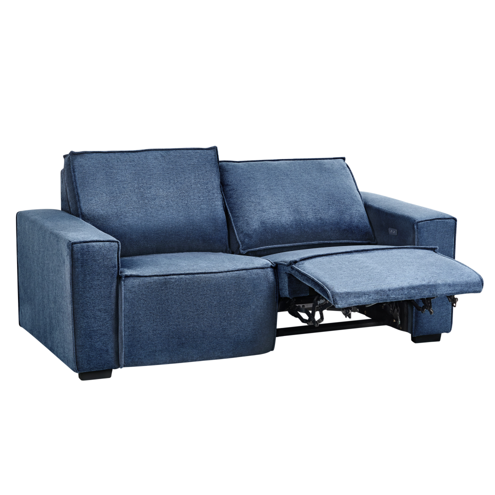 Electric Recliner Sofa 2 Seater NUKARI Fabric Blue