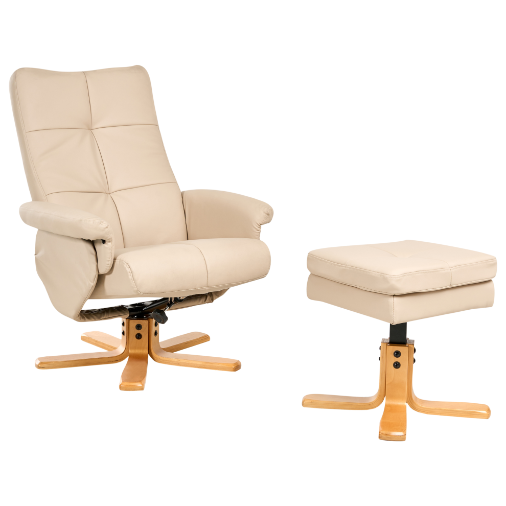 Recliner Chair EPSE with Footstool Faux Leather Beige