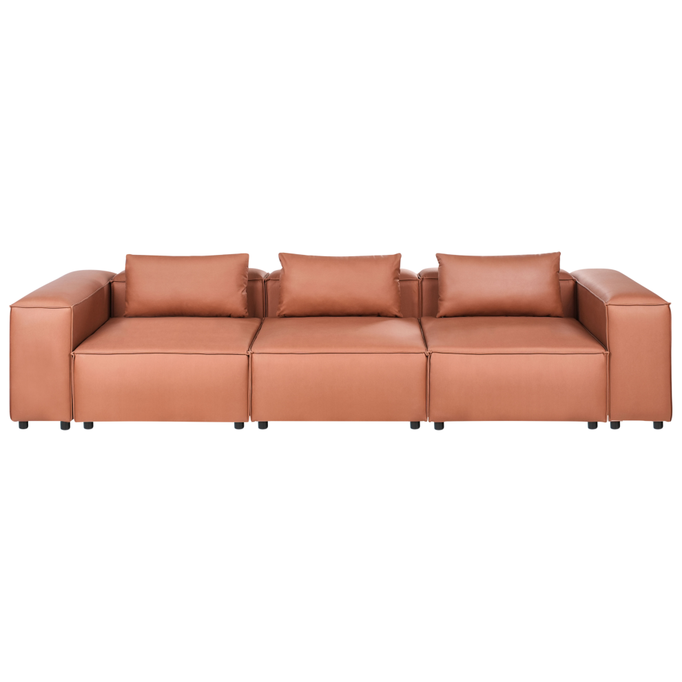 Modular Sofa 3 Seater BRANDE Faux Leather Golden Brown