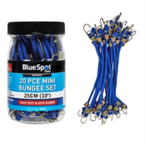 BlueSpot Blue Spot Tools Mini 25cm (10") Bungee Set 20 Piece - Blue