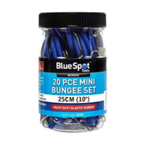 BlueSpot Blue Spot Tools Mini 25cm (10") Bungee Set 20 Piece - Blue 1