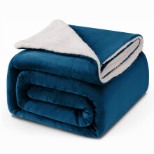 (Super King Sherpa, Teal) 480GSM Thick Reversible Weighted Fleece Blanket Throw