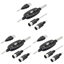USB MIDI Cable Adapter, A Male to MIDI Din with LED for Keyboard