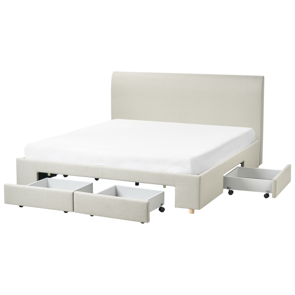 Bed with Storage Drawers Fabric SOUTRIN 180 x 200 cm (EU Super King) Beige