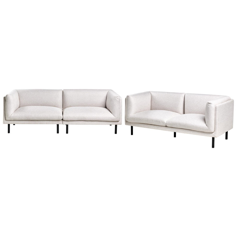Living Room Set 5 Seater VORGOD Fabric Light Beige