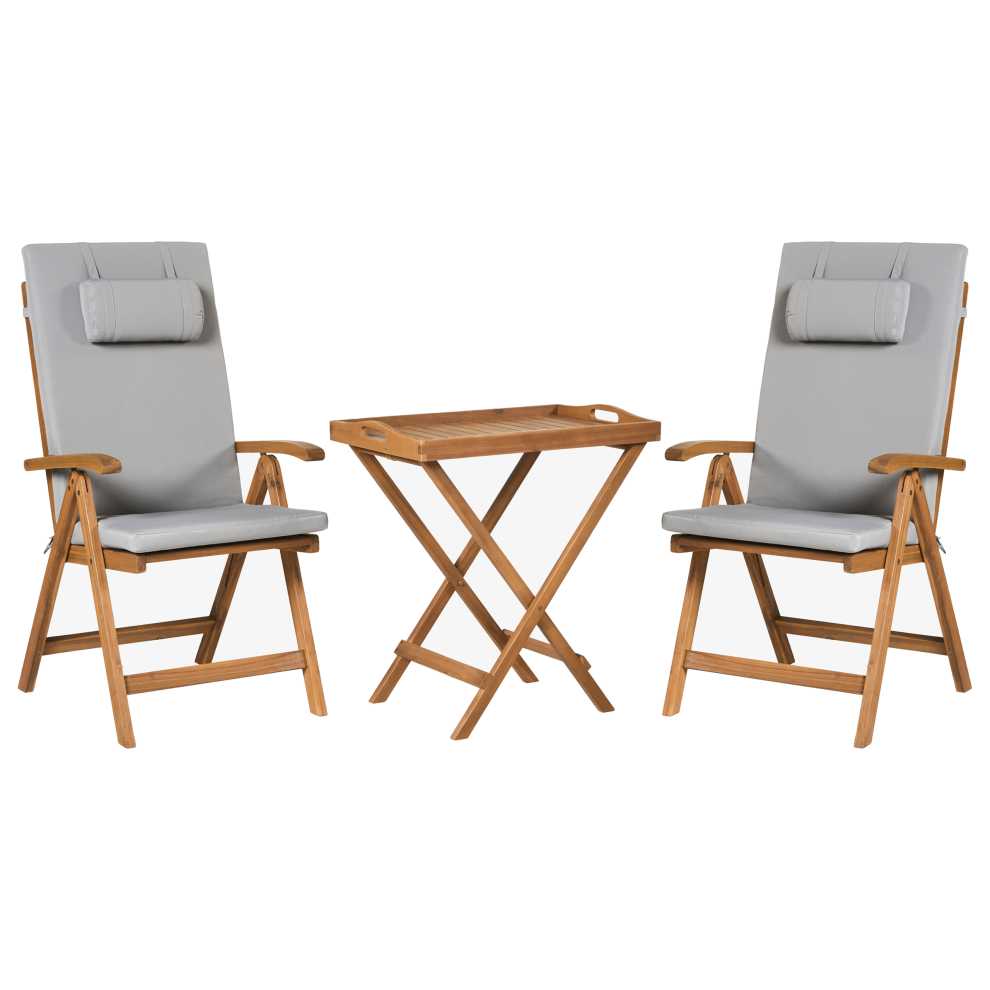 Bistro Set JAVA PREMIUIM Acacia Wood Light Grey
