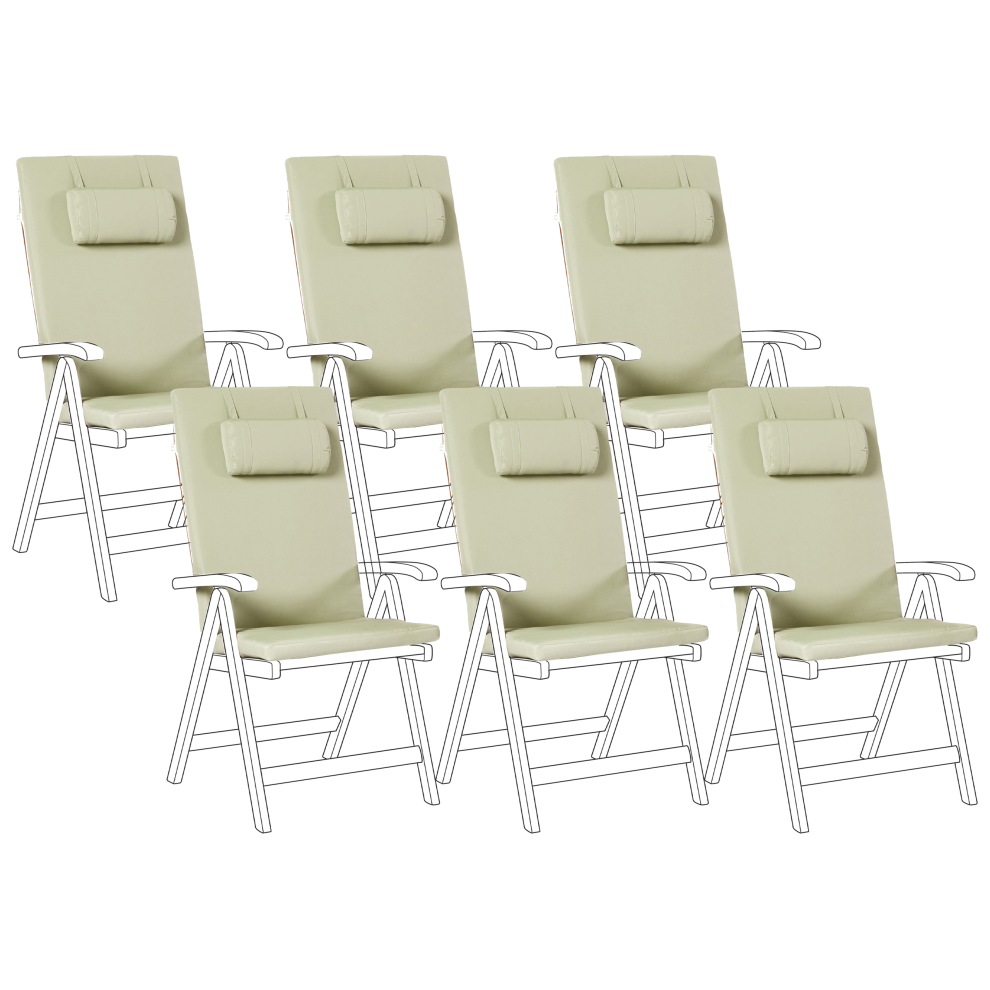 Set of 6 Back/Seat Cushions JAVA/AMANTEA PREMIUM 50 x 70 cm Green