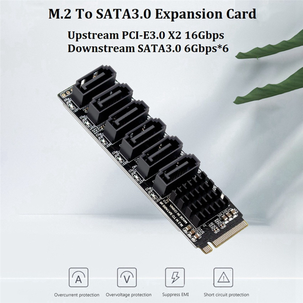 M.2 Nvme To Sata3.0 Pcie To Sata 6Gpbsx6-Port Expansion Card 4712071128663