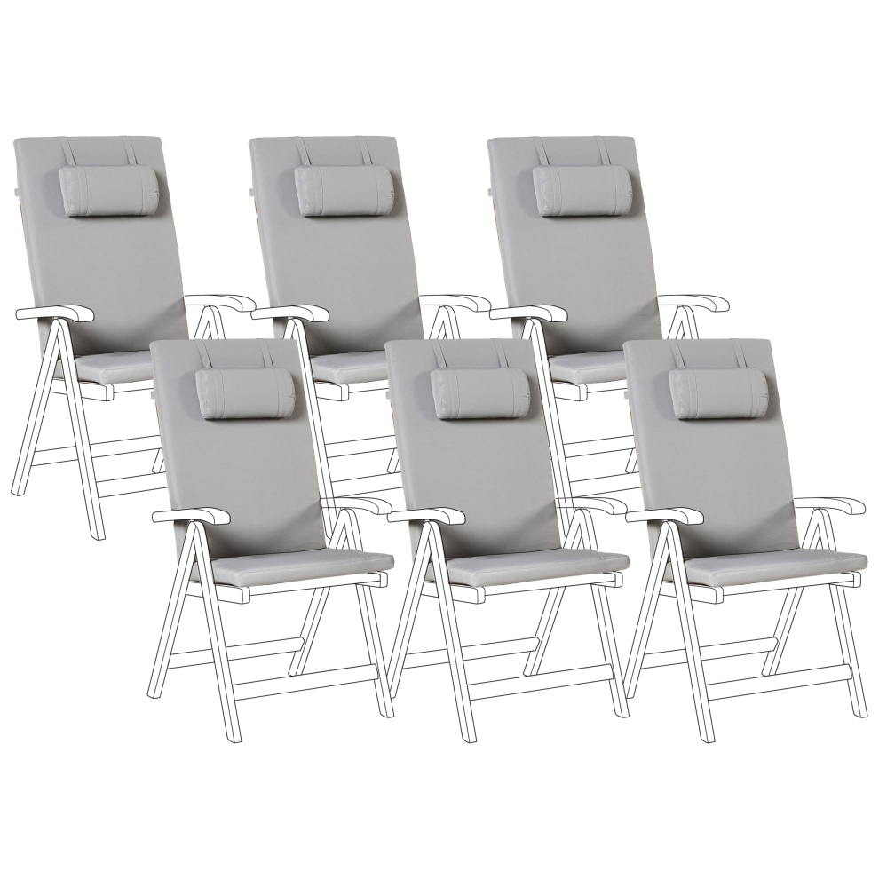 Set of 6 Back/Seat Cushions JAVA/AMANTEA PREMIUM 50 x 70 cm Light Grey