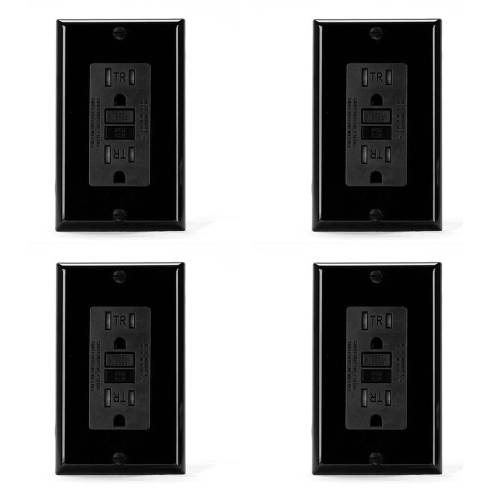 Gfci Outlet 15 Amp, Self-Test Gfi Electrical Outlet, Black 4712071127383