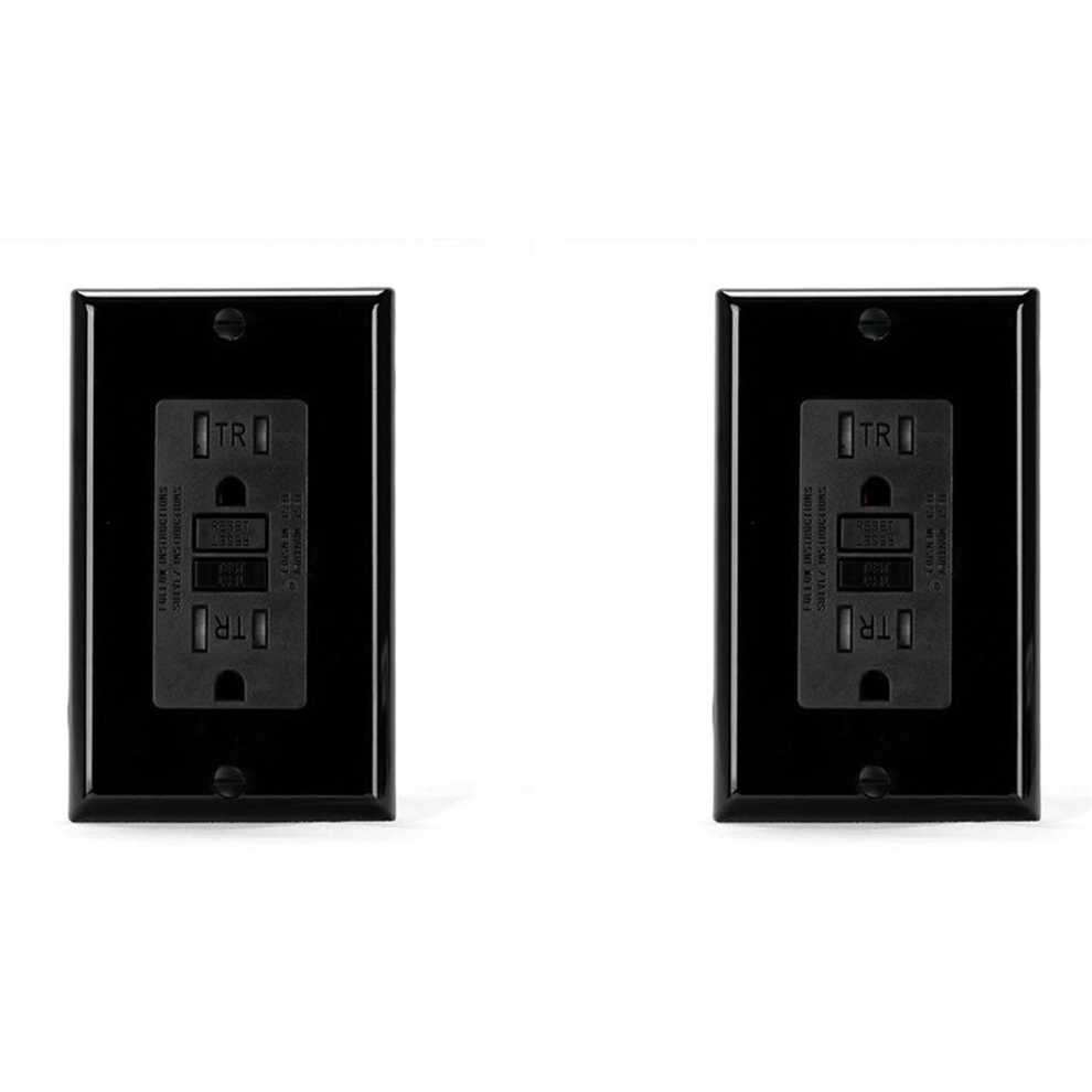 Gfci Outlet 15 Amp, Self-Test Gfi Electrical Outlet, Black 4712071127390