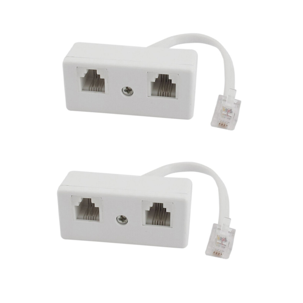 6P4c Rj11 Male To Dual Female Telephone Line Splitter Connector White 4712071135371