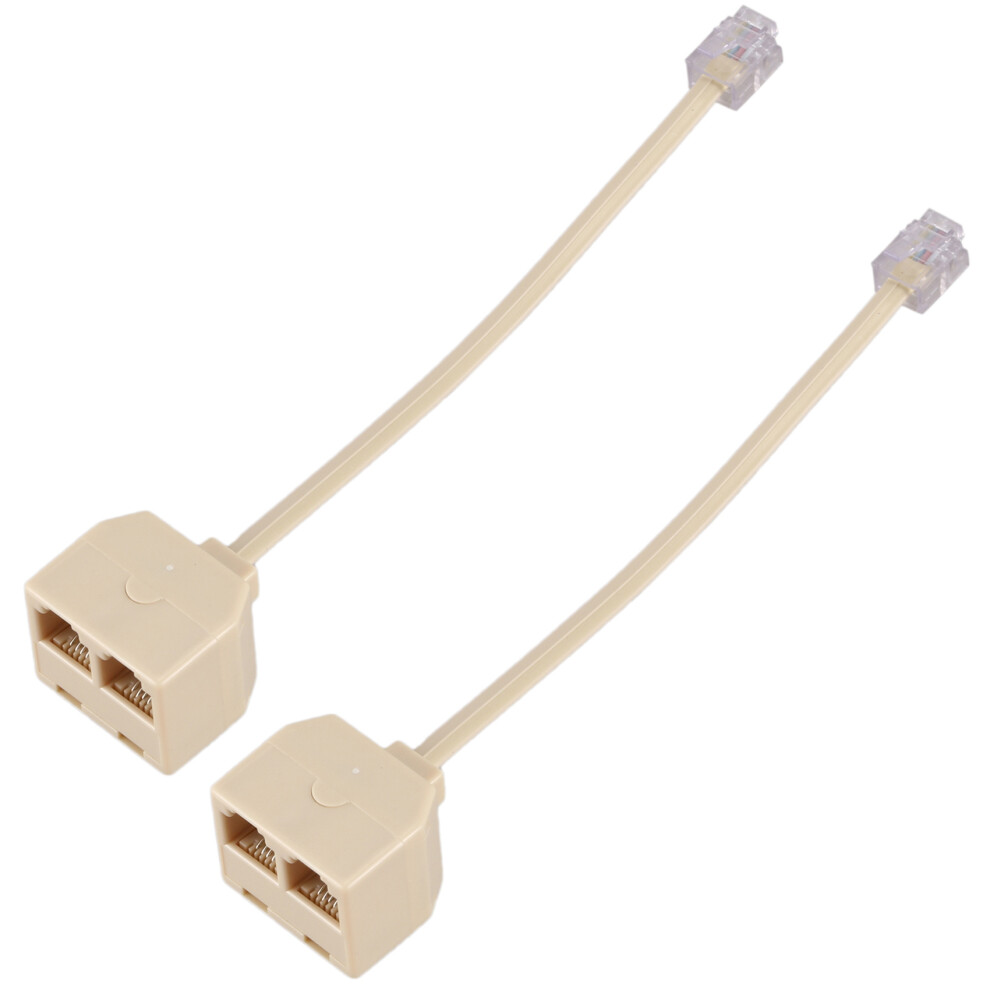 Rj11 6P4c 2 Way Outlet Telephone Jack Line Splitter Adapter Beige 4712071138730