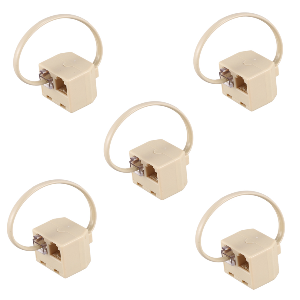 Rj11 6P4c 2 Way Outlet Telephone Jack Line Splitter Adapter Beige 4712071138693