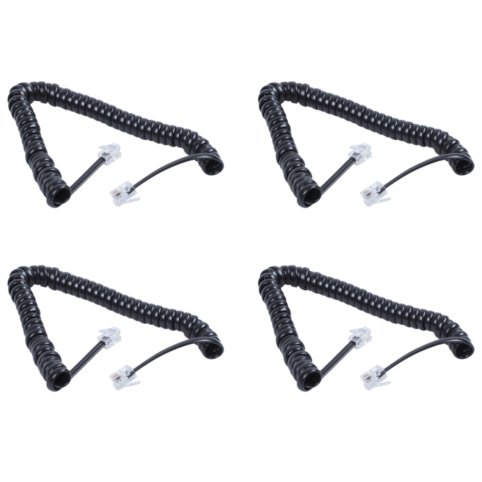 Rj9 4P4c Plug Coiled Stretchy Telephone Handsets Cable Line Black 4712071139041