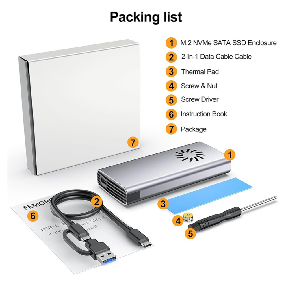 Nvme Enclosure Ssd M.2 Adapter, For 2242 2280 Ssd 4712071176008