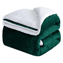 (King Sherpa, Green/Emerald) 480GSM Thick Reversible Weighted Fleece Blanket Throw
