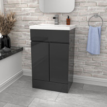 Nes Home Dark Grey 500mm PVC Freestanding Bathroom Basin Vanity Unit