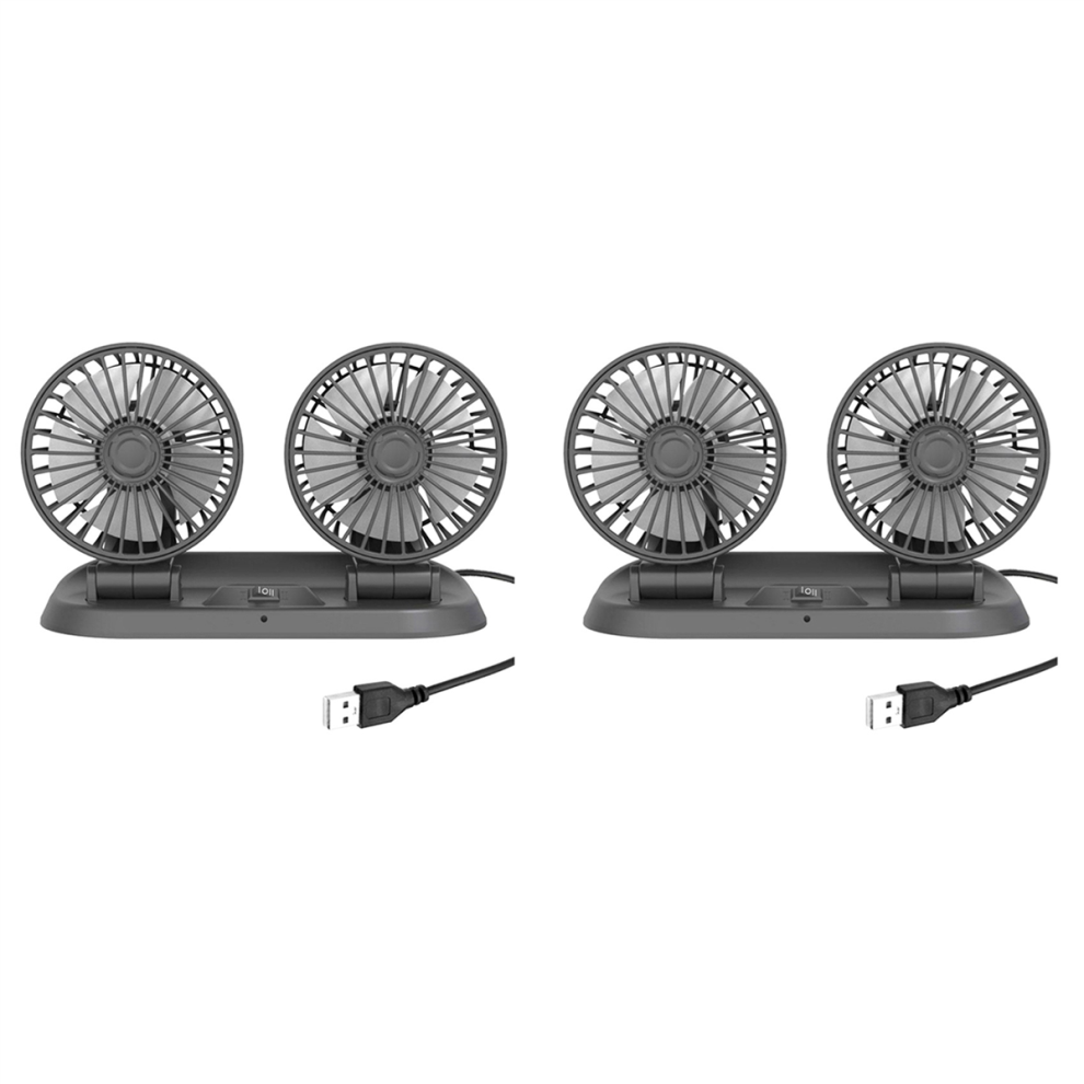 Car Fan Truck Strong Wind Usb Interface Double-Headed Electric Fan Black 4712071189862