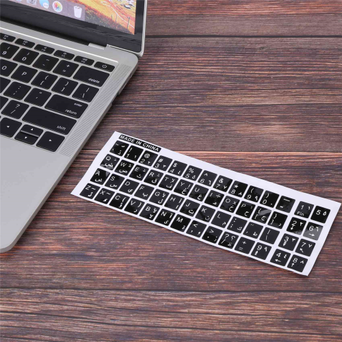 White Letters Arabic English Keyboard Sticker Decal Black 1