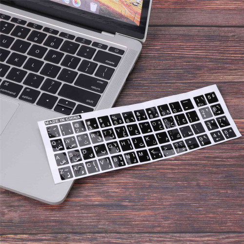 White Letters Arabic English Keyboard Sticker Decal Black 2