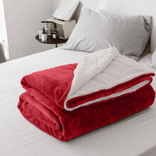 (King Sherpa, Red/Burgundy) 480GSM Thick Reversible Weighted Fleece Blanket Throw