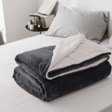 (King Sherpa, Black) 480GSM Thick Reversible Weighted Fleece Blanket Throw