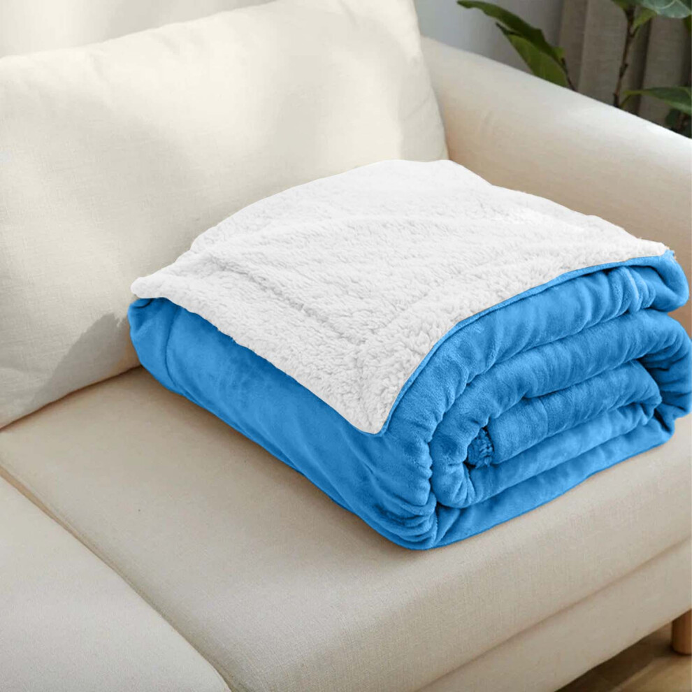 Photos - Duvet  480GSM Thick Reversible Weighted Fleece Blanket Throw Blue(Double Sherpa, Teal)