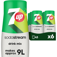 SodaStream Flavours 7Up Sparkling Drink Mix Original Soda with Natural Lemon & Lime Flavouring Caffeine Free 7Up x Soda Syrup 6 x 440ml Multi Pack
